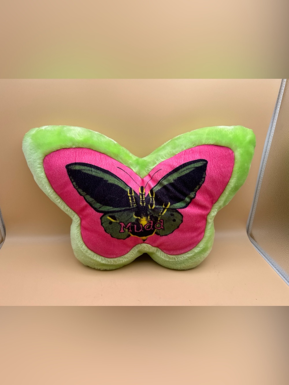 Vintage90,s  Mudd Butterfly Plush Pillow in Pink and Lime Green